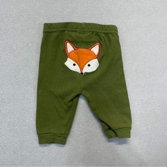 CJP Baby Olive Green Fox Jogger Pants 0-3 Months Cute Appliqué Bottoms - Picture 4 of 6